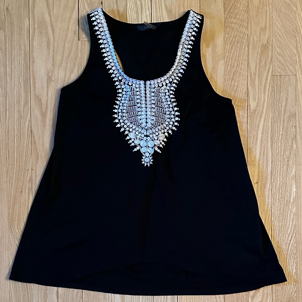 THML Women’s Embroidered Black/White Racerback Tank, Size L